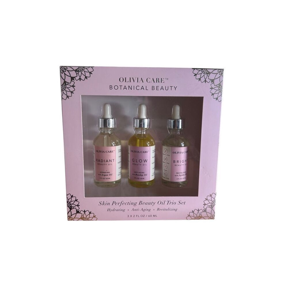 Olivia Care Botanical Beauty Gift Set Radiant Glow Bright Beauty Oil 2oz Each